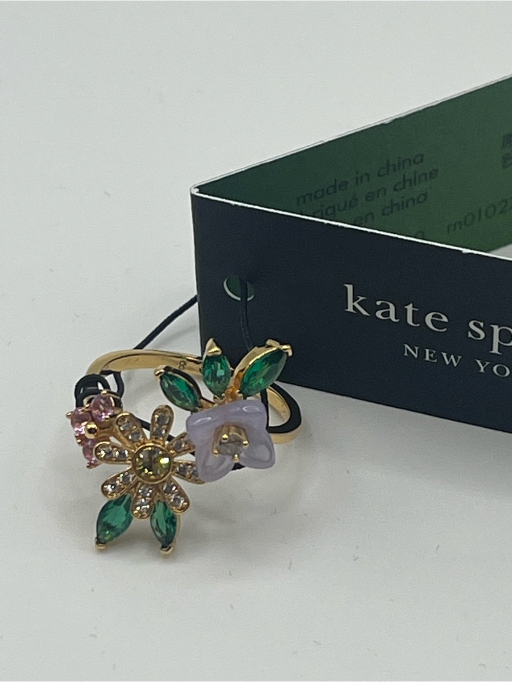 Kate Spade Bursting Blooms Floral Crystal Statement Ring NWT Size 8 - Picture 3 of 8